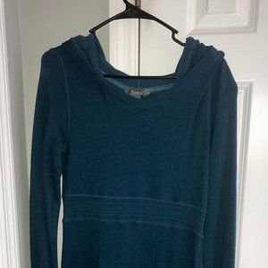 Blue hooded jersey dress